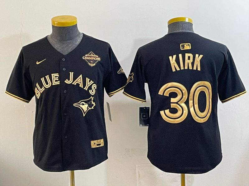Youth 2026 Toronto Blue Jays #30 Kirk Black Gold 5th generation Nike MLB Jersey style 01